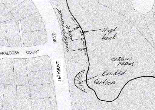 location map for eroded section and seepage