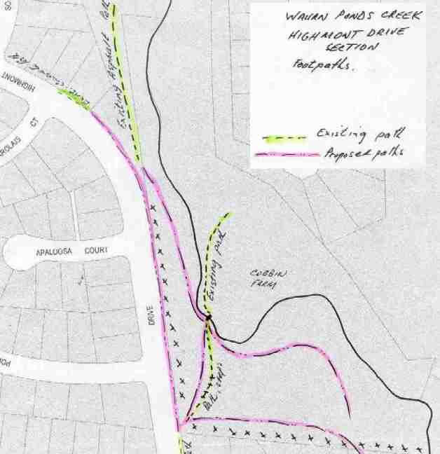location of existing and proposed footpaths